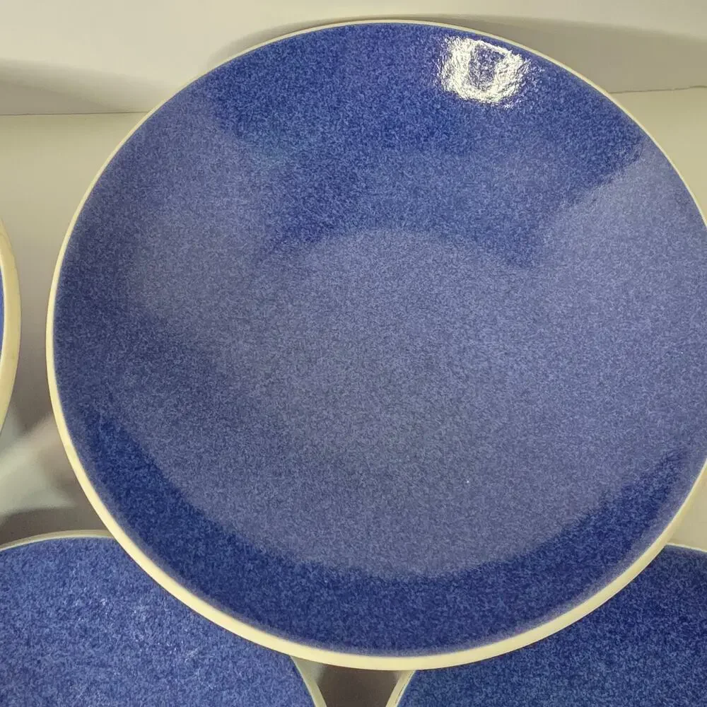 Sasaki Colorstone Sapphire Blue Lot 5 2 Soup Bowls 3 Saucers Vintage Stoneware